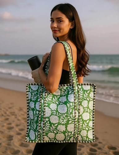 100% Cotton Quilted Tote Bag For Women