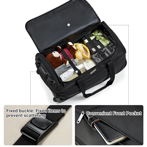 Expandable Carry On Luggage Suitcases with Wheels Foldable Duffle Bag for Travel Carry On suitcase Weekend Bag for Women Men（Black）
