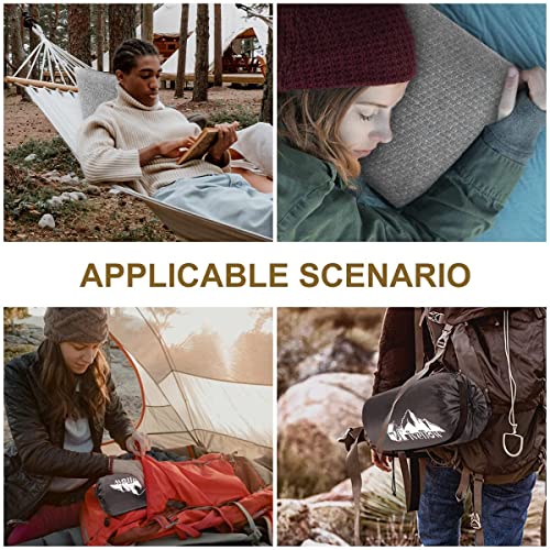 Memory Foam Travel Pillow Compressible Camping Pillow for Sleeping Shredded Memory Foam Pillow Compact Firm Supportive Travel Pillow for Adults Kids Outdoor Backpacking Hiking Essential Gear