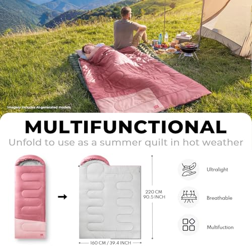 Warm Weather Lightweight Sleeping Bag for Adults
