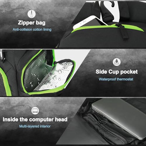Large Basketball Backpack Sports Gym Bag with Ball Holder Ventilated Shoe Compartment Insulated Cooler Pockets Reflective Strips Fence Hook for Men Athletic Training