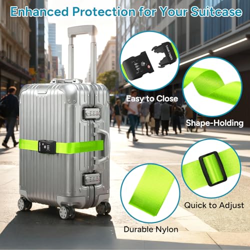 2 Pack Luggage Straps for Suitcases with TSA Lock
