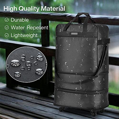 Suitcases with Wheels Expandable Foldable Luggage Bag Suitcase Collapsible Rolling Travel Bag Duffel Bag for Men Women Lightweight Suitcases without Telescoping Handle