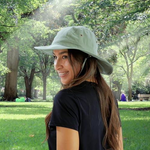 UPF 50+ Men's Sun Hat Wide Brim Fishing Hat Light Weight Safari Bucket Hat Army Green