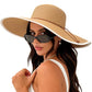 Women Twine Wide Brim Straw Hats Big Floppy Summer Hat Foldable Roll up Cap Beach Sun Hat UPF 50+