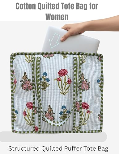 100% Cotton Quilted Tote Bag For Women