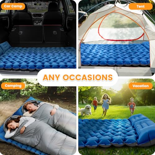 4in Double Sleeping Pad for 2 Person with Foot Pump and Pillow
