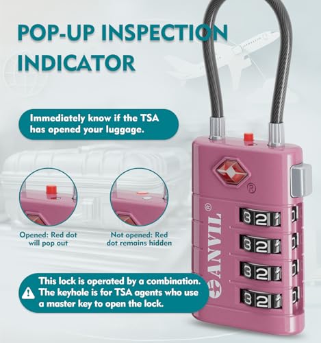 TSA Approved Luggage Locks with Search Alert Indicator (2 Count)