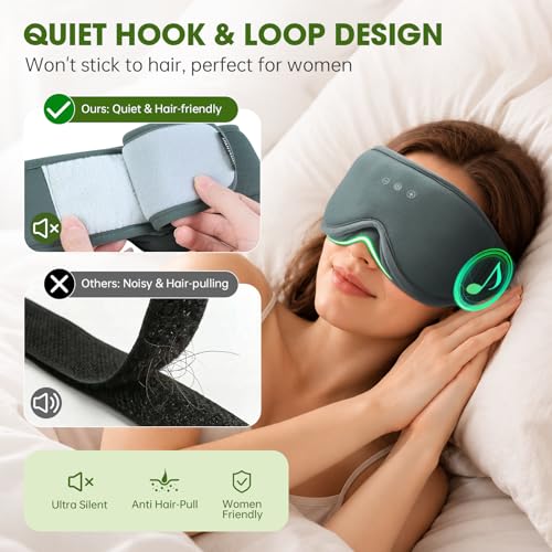 Bamboo Cotton Large Sleep Mask with Bluetooth Wireless Headphones