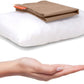 Pipsqueak Small | Tiny | Mini Pillow with Name Tag - 11in x 7in x 2.5in - Machine Washable - White Pillow with Khaki Case