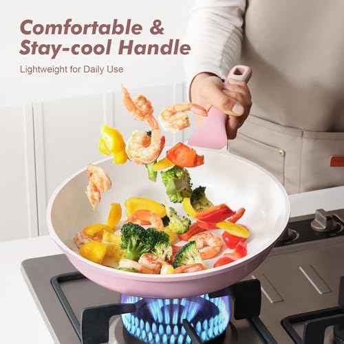 8Inch Nonstick Ceramic Frying Pan with Lid