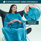 Compact 2-in-1 Travel Blanket Pillow for Airplane Flight, Teal Blue