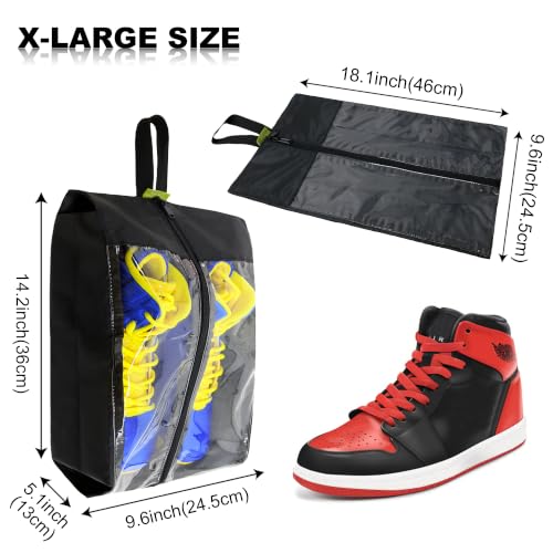 Black Transparent Shoe Bags 4 Pack for Travel with Handle as Packing Organizers for Suitcase and Luggage (4 Count)