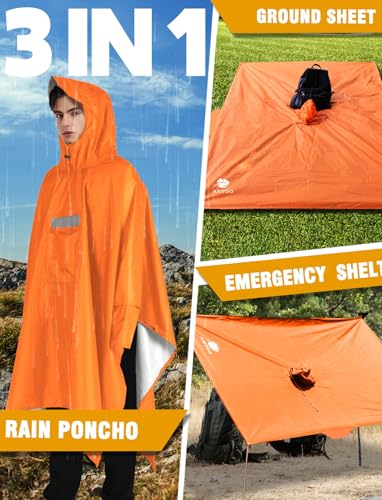 Hooded Rain Poncho for Adult Waterproof Lightweight Raincoat