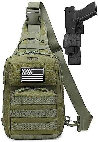Tactical Sling Backpack with Holster Military Crossbody Bag for Men Single Shoulder Back Pack 10L