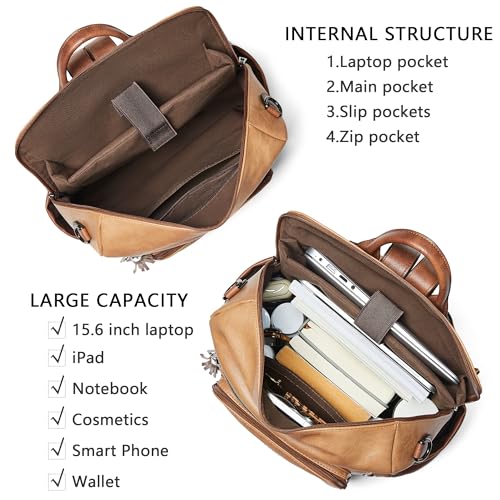 Vegan Leather Laptop Backpack for Women 15.6 inch Work Backpack Fashion Travel Backpack Purse for Business College
