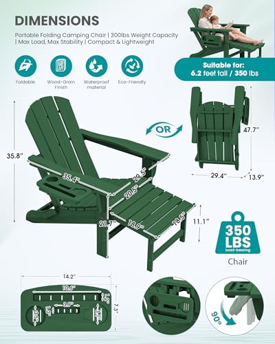 Folding Adjustable Adirondack Chair with Footrest