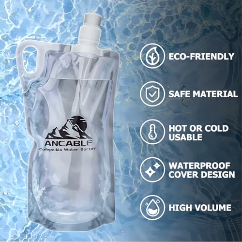 1L Hiking Collapsible Water Bottles (6 Count)