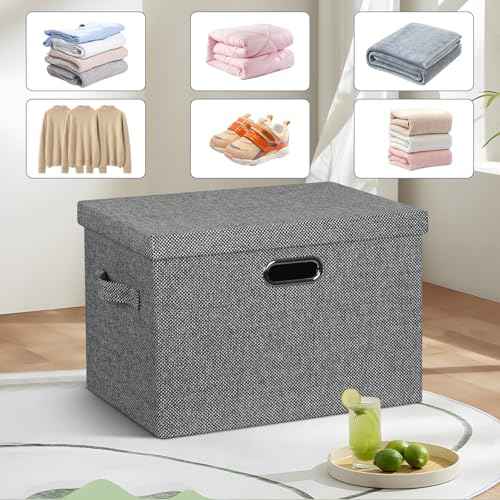 Storage Bins with Lids Fabric Closet Organizers Cubes Office Organization (3 Count)
