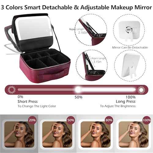 Travel Makeup Bag Cosmetic Bag Makeup Organizer Bag with Lighted Mirror