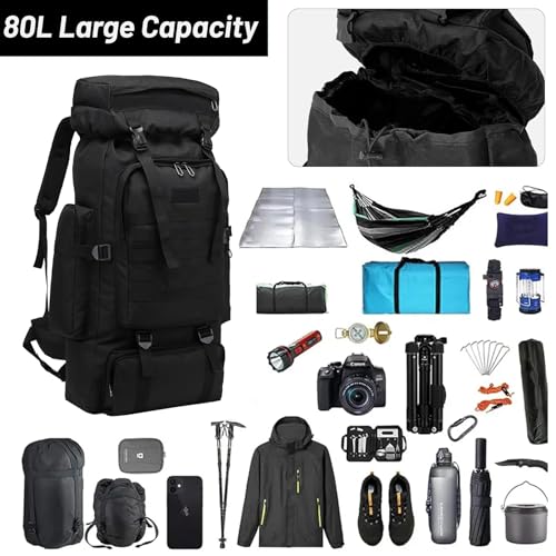 80L 2 pack Hiking Backpack for Men with Sling Tactical Backpack (2 Count)