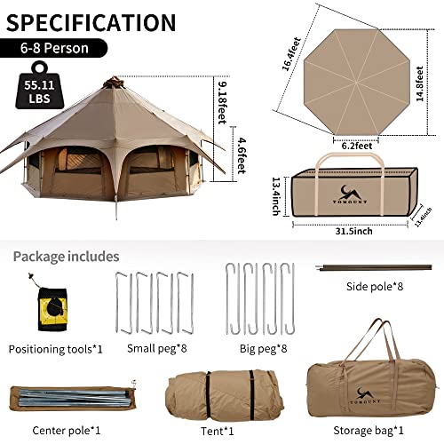 TOMOUNT Canvas Bell Tent with Stove Jack