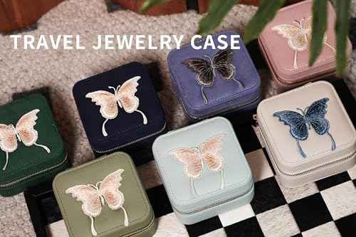 Travel Jewelry Organizer Boxes for Women Small Portable Necklace Earrings Bracelet Rings Travel Case Best Friend Birthday Gifts for Women Trendy