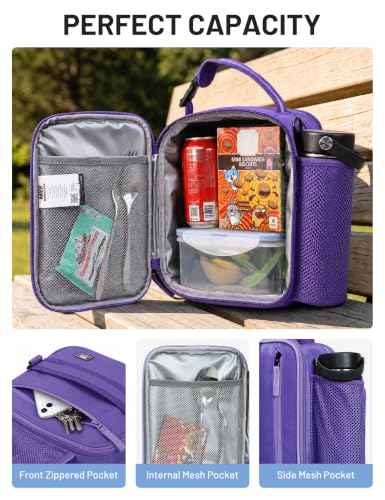Expandable Small Lunch Box for Men Women Kids Work School Light Purple