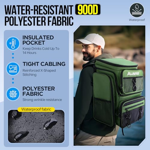 Fishing Backpack with Rod Holders 4 Tackle Boxes