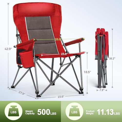 Oversized High Back Camping Chairs Heavy Duty Lawn Chair 500LBS (2 Count)