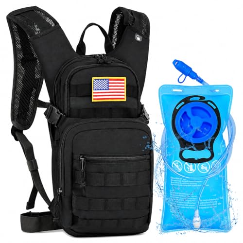 Hydration Backpack with 2L Water Bladder Tactical Molle Water Backpack for Men Women Hydration Pack for Hiking