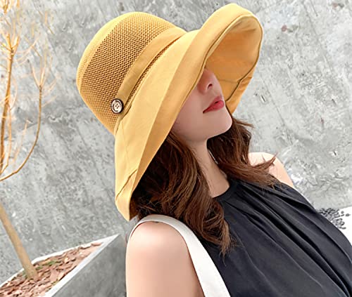 Women Mesh Crown Wide Brim Sun Hats Summer UV Protection UPF Hat for Beach Hiking Garden Travel Lawn Work Chin Strap