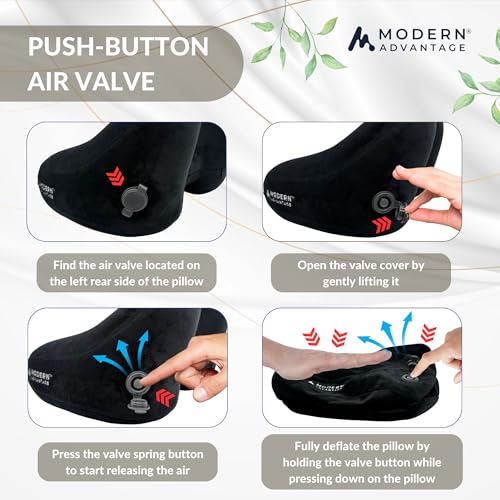 Inflatable Travel Pillow for Airplanes with Comfort Hood
