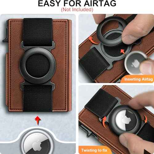 Men Airtag Leather Wallet Metal Case Money Clip