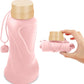 Collapsible Water Bottles,650ml,Leak Proof,Reuseable BPA Free Silicone Foldable Water Bottles,Durable Lightweight for Travel Gym Camping Hiking,Compact Size Portable Sports Water Bottle (Pink)