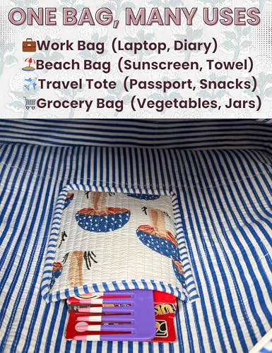 100% Cotton Quilted Tote Bag For Women