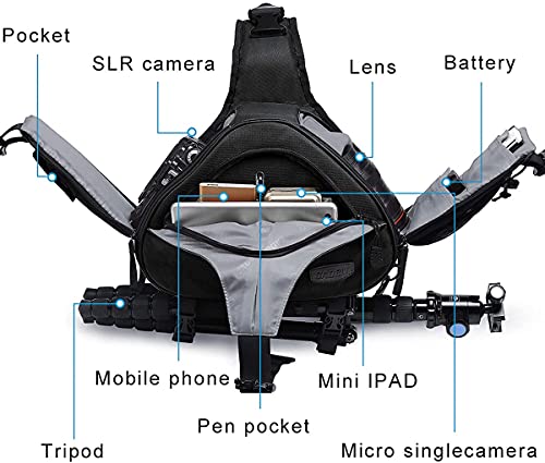 Camera Bag Sling Backpack Camera Case Waterproof with Rain Cover Tripod Holder