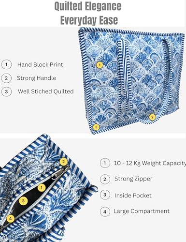 100% Cotton Quilted Tote Bag For Women