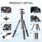 Lightweight Carbon Fiber Reverse Folding Travel Tripod with Ball Head
