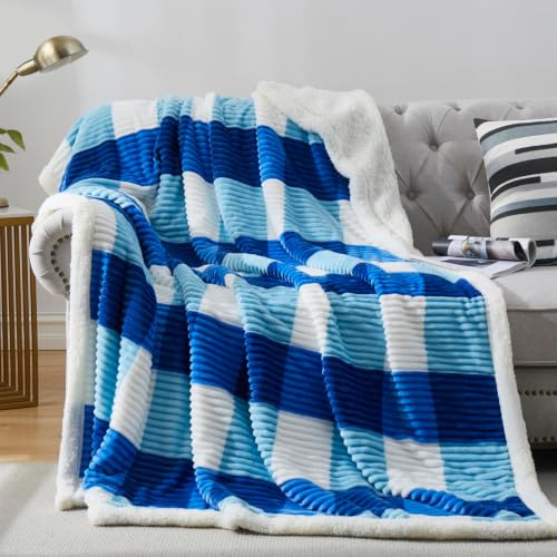 Sherpa Blanket Twin Plaid Thick Bed Blanket