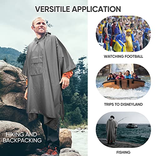 Hooded Rain Poncho for Adult with Pocket