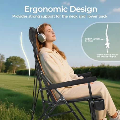 Heavy Duty 550LBS Padded Camping Chairs with Lumbar Support