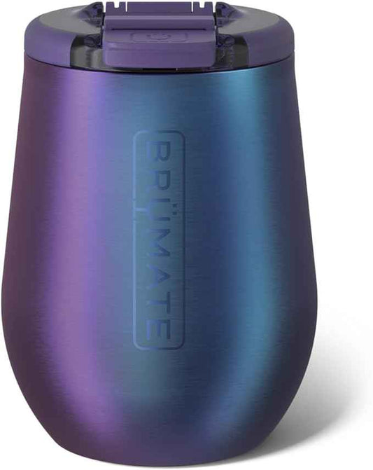 BrüMate Uncork'd 14oz 100% Leakproof Insulated Wine Tumbler | Locking Lid | Insulated Stainless Steel Wine Glass | Perfect For Travel & Outdoors | BPA-Free (Dark Aura)
