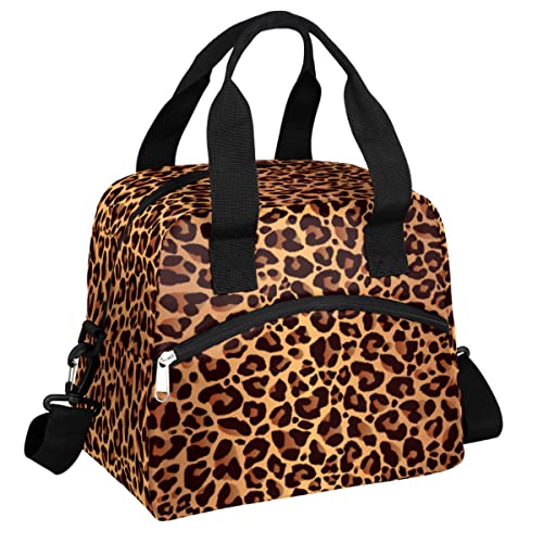 Leopard Cheetah Skin Insulated Lunch Bag for Women Men Adult Lunch Tote Bag with Shoulder Strap Reusable Lunch Box Large Containers Thermal Cooler Bag for Work School Picnic Lightweight Handbag (A03:Leopard Cheetah Skin)