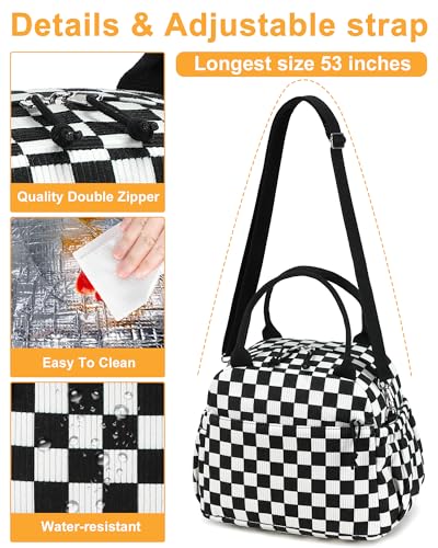 Lunch Bag for Women Cute Corduroy Lunch Tote Bags with Shoulder Strap Reusable Insulated Lunch Box Large Capacity Reusable Insulated Cooler for Work Picnic or Travel