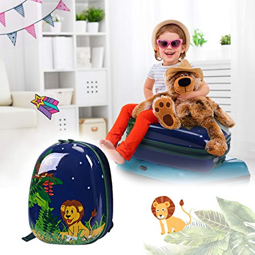 Kids Luggage 12" Toddler Backpack & 16" Travel Suitcase with Wheels (2 Count)