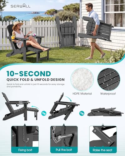 HDPE Folding Adjustable Adirondack Chair with Footrest