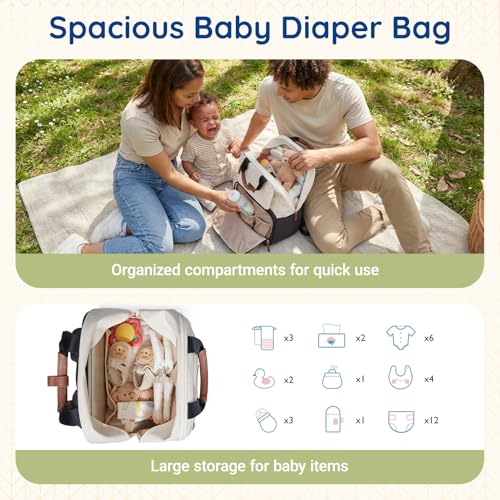 Diaper Bag Backpack Travel Baby Bag with Changing Pad for Mom Dad