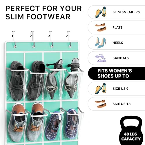 24 Pockets Clear Over the Door Shoe Organizer