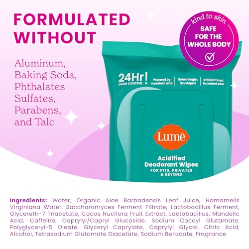 Acidified Deodorant Wipes (15 Count)